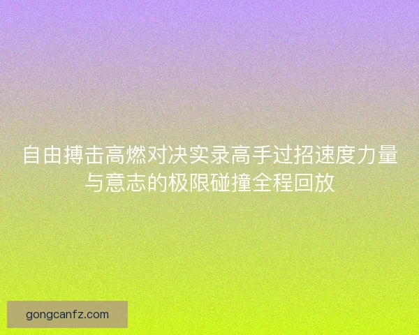 自由搏击高燃对决实录高手过招速度力量与意志的极限碰撞全程回放 自由搏击高燃对决实录高手过招速度力量与意志的极限碰撞全程回放