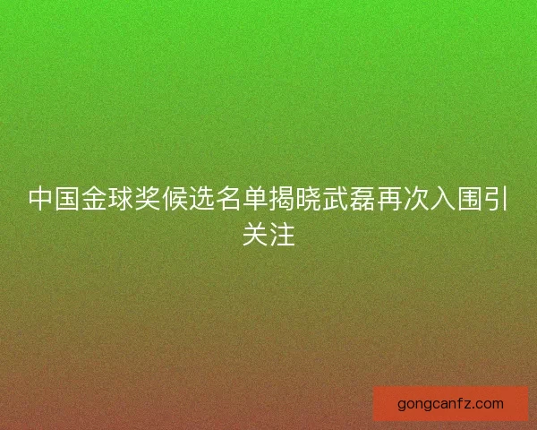 中国金球奖候选名单揭晓武磊再次入围引关注 中国金球奖候选名单揭晓武磊再次入围引关注